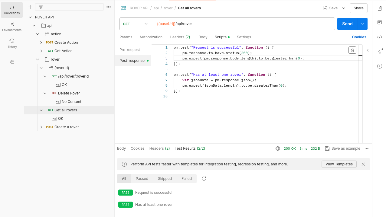 postman test